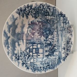 Vintage Oxford Pottery made in Brazil in blue and white 8.5 inch soup bowl.